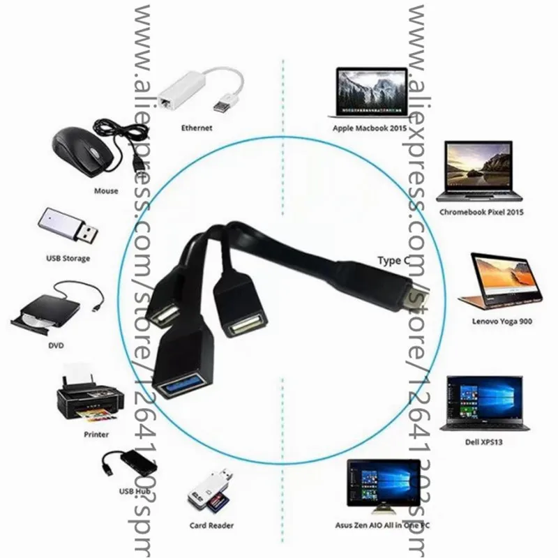 Тип C usb хаб адаптер OTG разветвитель 3 1 с портом папа для USB Мама кабель шнур MacBook