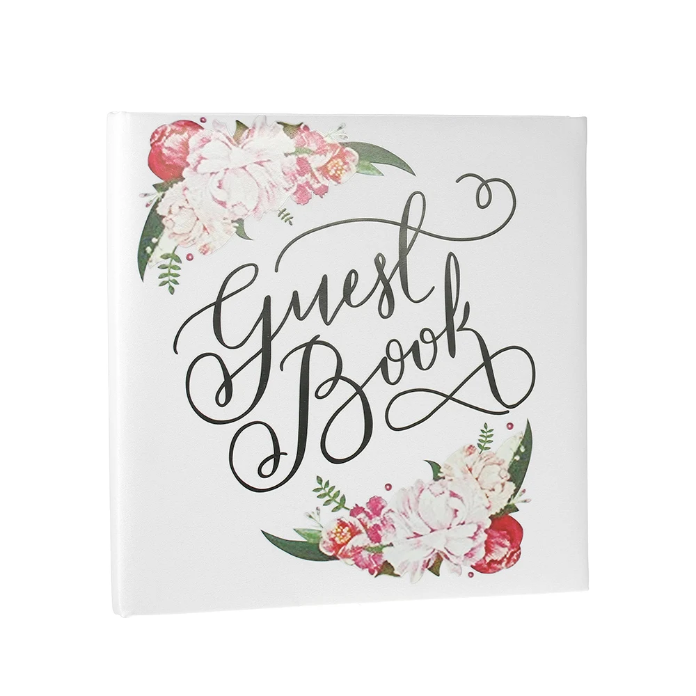 72 страниц белая Цветочная атласная Обложка Свадебная Гостевая книга в твердом