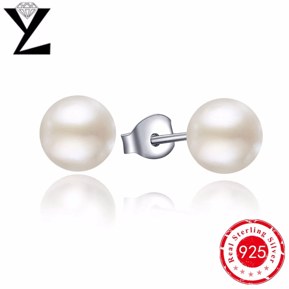 Новая Мода Стерлингового Серебра 925 Жемчужные Серьги Белый Позолоченный Стержня