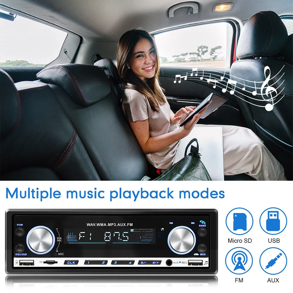 Автомагнитолы MP3 Bluetooth руки игрока-свободнее Плагин карты FM с Chargerd телефон 1 Din музыки в тире