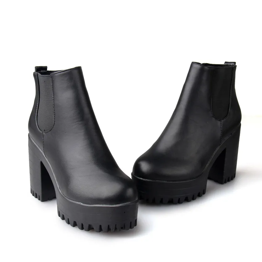 Модные женские сапоги botas mujer на квадратном каблуке и платформе zapatos высокие