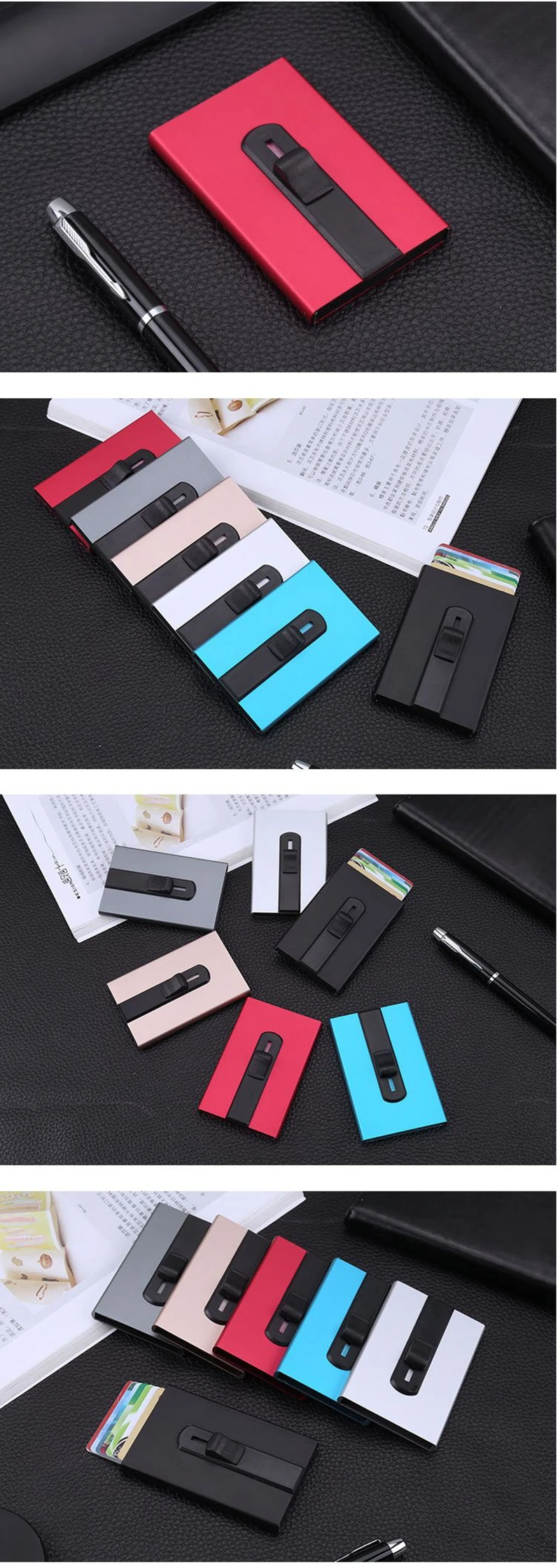 Винтажный Тонкий RFID блокирующий держатель для карт s Mini ID Кредитная карта защитный чехол алюминиевый автоматический скользящий бизнес-держатель для карт