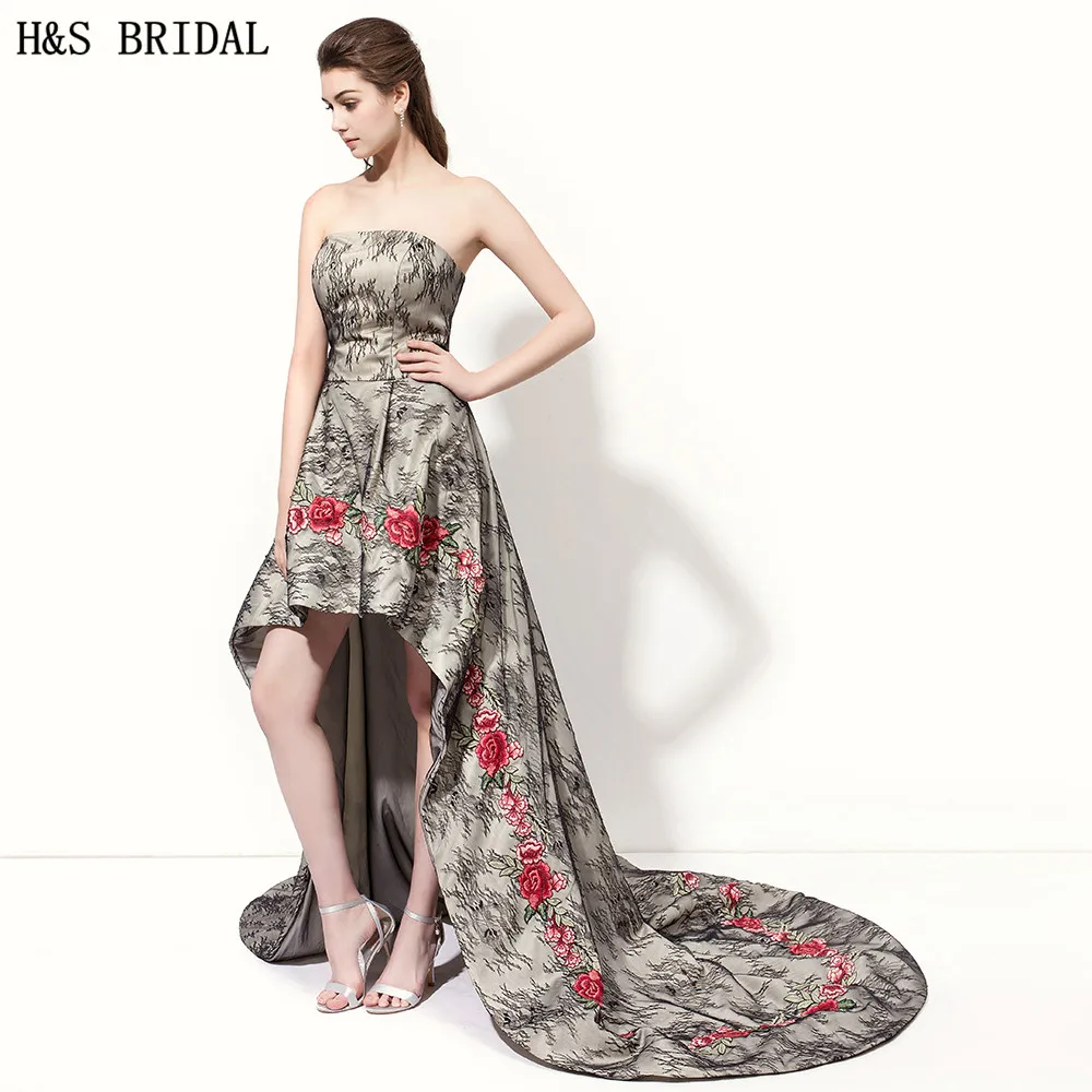 H &amp S свадебные Черные Высокие Низкие платья для выпускного вечера 2017 robe de mariage