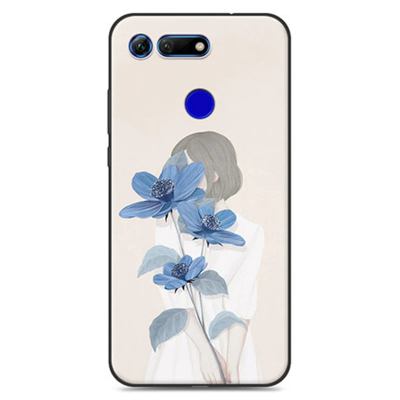 Чехол для Huawei Honor V20 мягкий силиконовый чехол телефона с цветочным узором