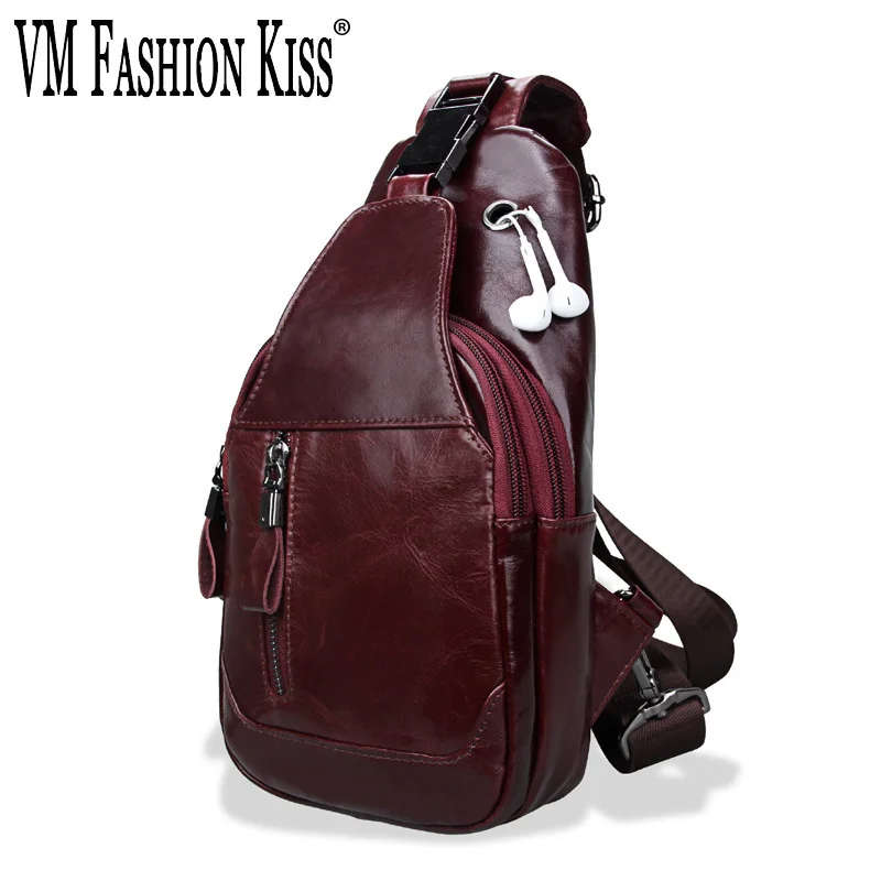 Мужская сумка мессенджер VM из натуральной кожи на одно плечо водонепроницаемая с