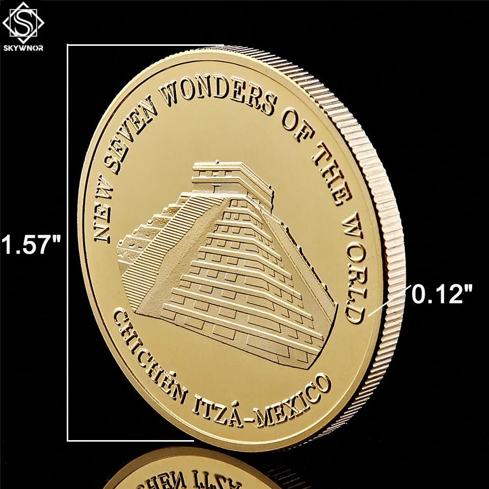 5 шт./лот 2007 Мексика Чичен-Ица семь чудо мира Сувенир маркер монеты позолоченный