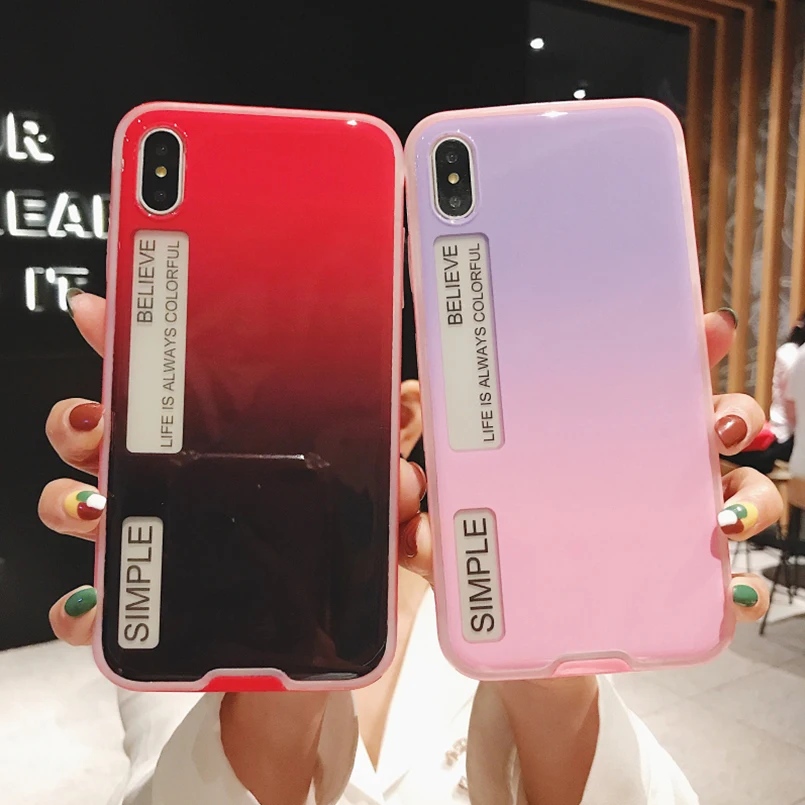Роскошный мягкий ТПУ чехол для iphone 6 6S 7 8 Plus градиентный цветной Fundas X XS XR Max Футляр