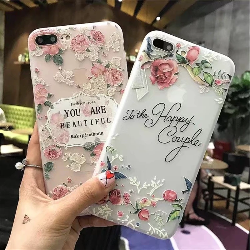 Модный ТПУ чехол для iphone 6 6S 7 8 5 5S SE Цветочный узор мягкие силиконовые чехлы Plus X 10 XS