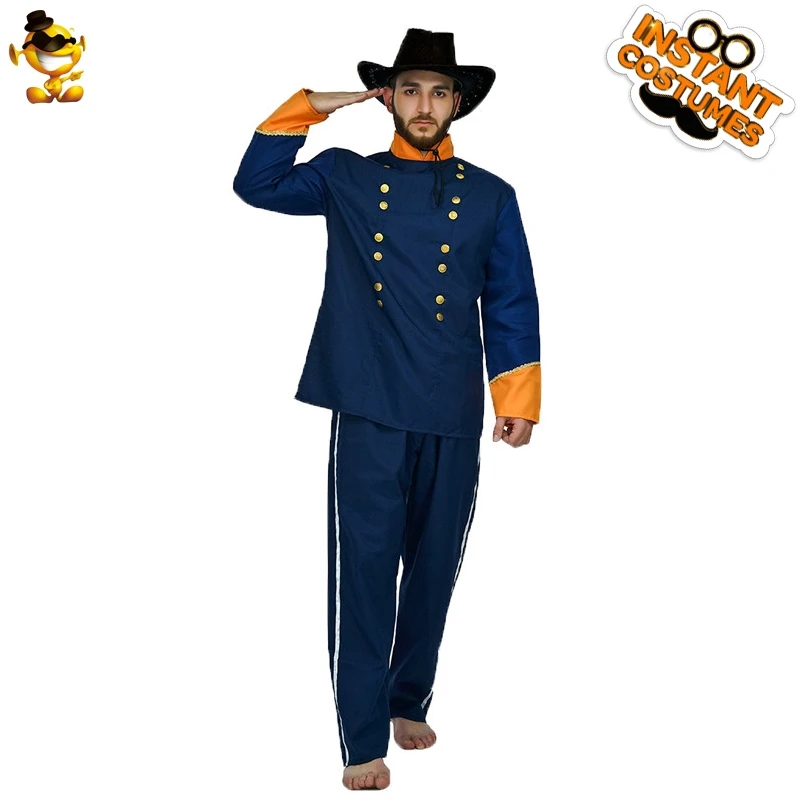 Man General Captain Costumes Cool Handsome Deepblue Suits Cosplay Party |