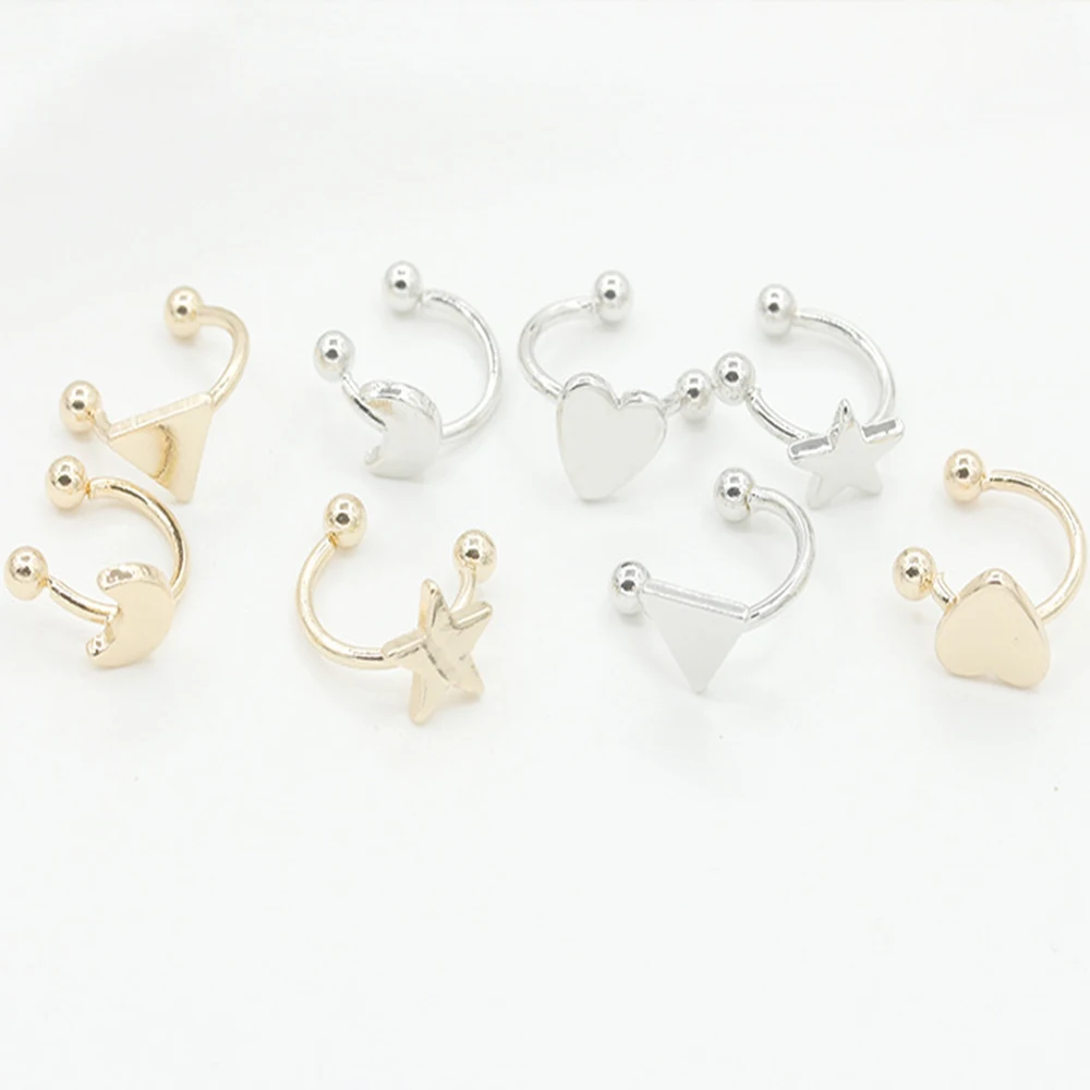 Модные серьги-клипсы золотого и серебряного цветов женские простые серьги-каффы