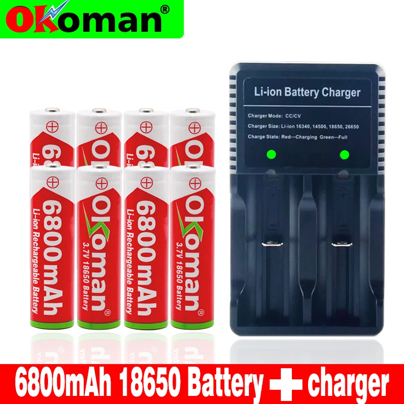 18650 Батарея 3 7 V 6800mAh перезаряжаемая литий ионная батарея для игрушки светодиодный
