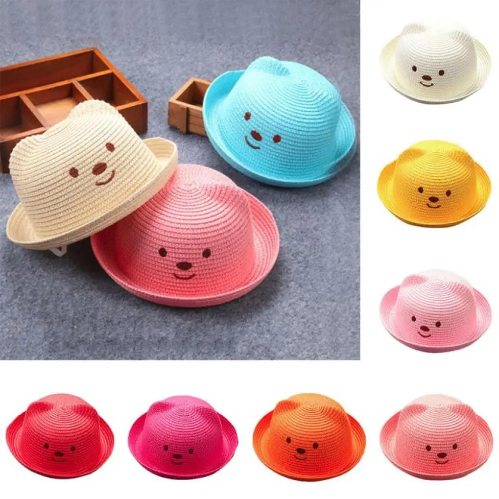 Летняя детская дышащая шляпа соломенная с героями мультфильмов шапка для
