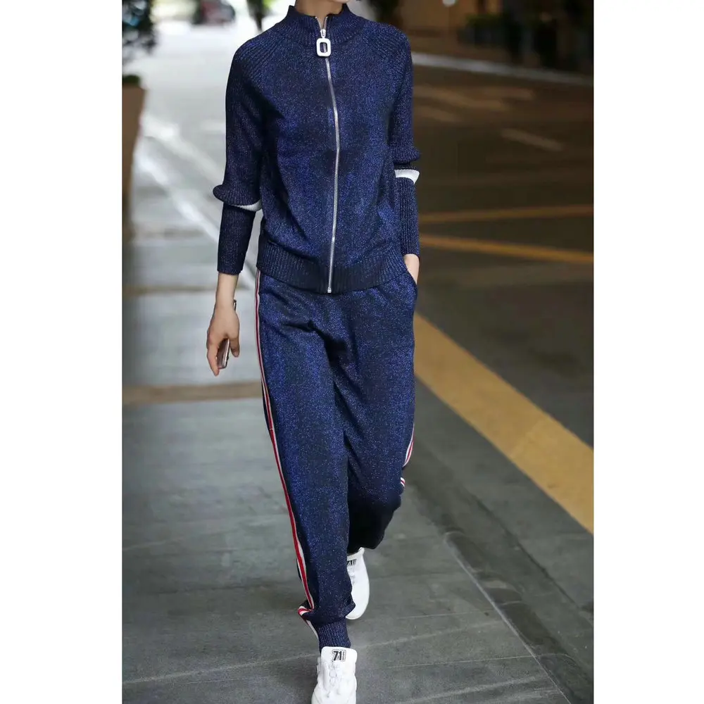 Женский Повседневный Спортивный костюм комплект из 2 предметов вязаный пуловер