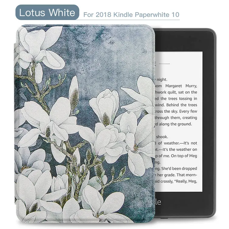 Lotus White WALNEW из искусственной кожи чехол для Amazon Kindle Paperwhite(10 поколение) 6 дюймов крышка электронной книги Smart Auto Sleep/Wake - Цвет: Lotus White