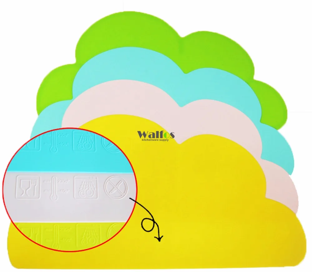 WALFOS 47x27 см FDA силиконовый коврик для столовых приборов детский в форме облаков