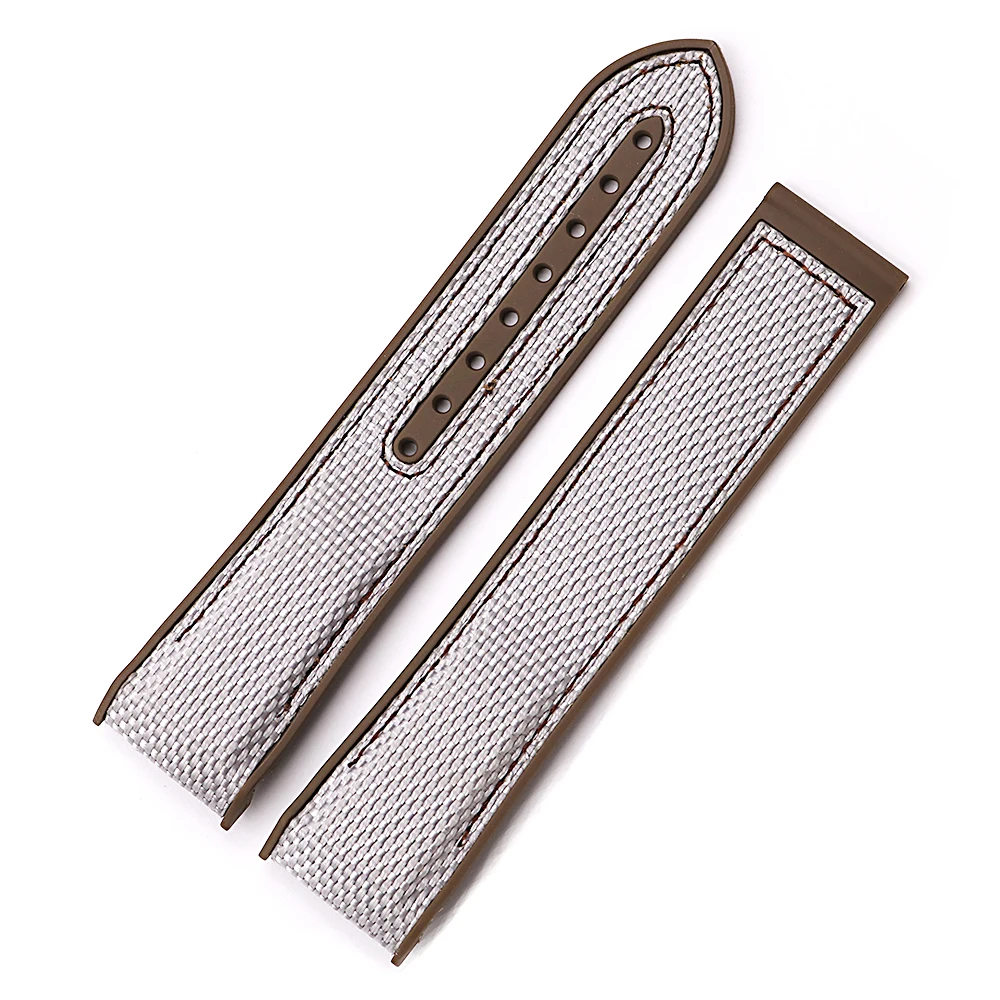 CARLYWET 20 22mm New Style High Quality Rubber Silicone With Nylon Replacement Watchband Strap Belt For Planet Ocean 45 42mm