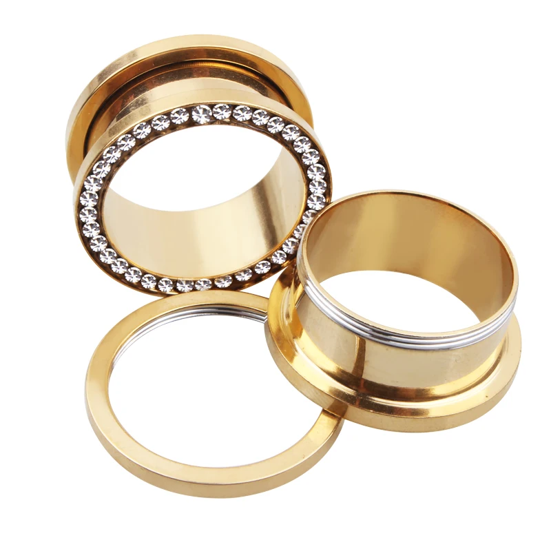 2 шт./лот в стиле панк стальные Хрустальные затычки для ушей туннельный калибр