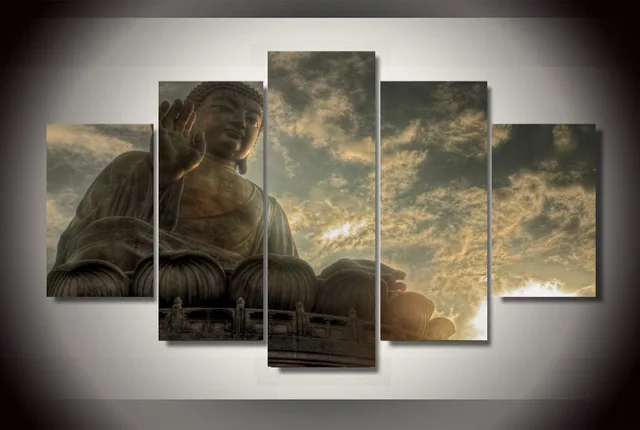 Новый 5 шт./компл. холст искусство панелей HD голова Будды Портрет картины