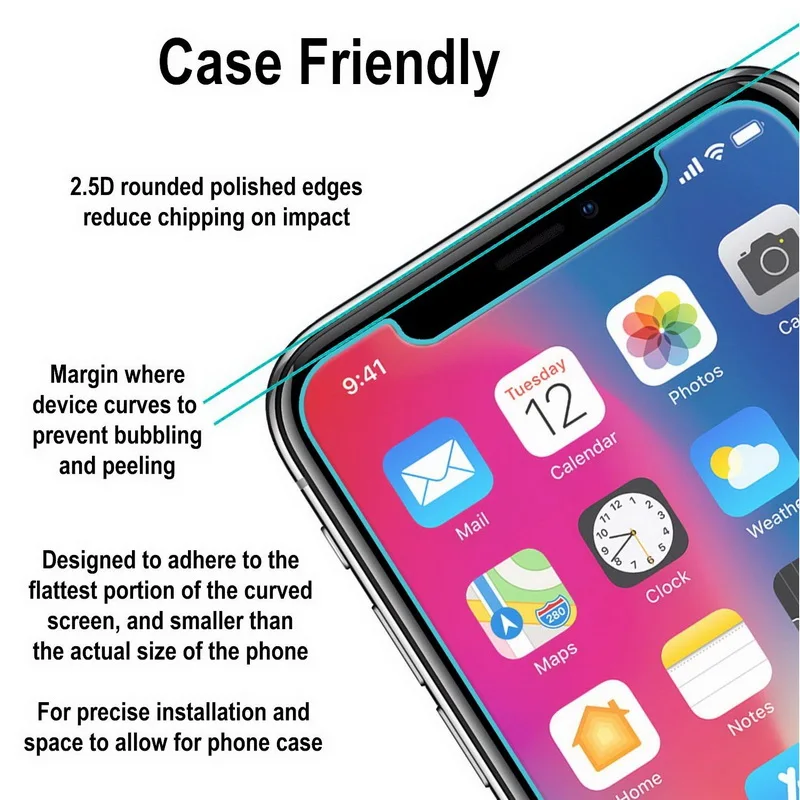 Ультратонкое закаленное стекло 9H для iPhone 8 7 6 6S Plus Защитная пленка экрана iphone x XS MAX