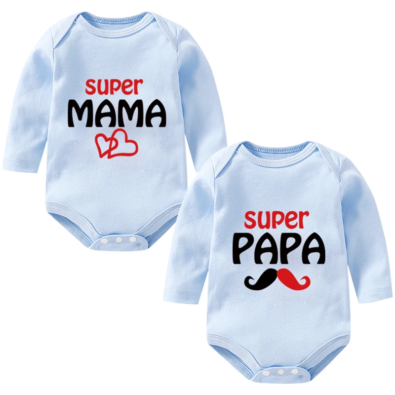 Окей мам 2 шт. ужин PaPa или I Love Mama Для малышей ползунки одежда 100% из хлопка для