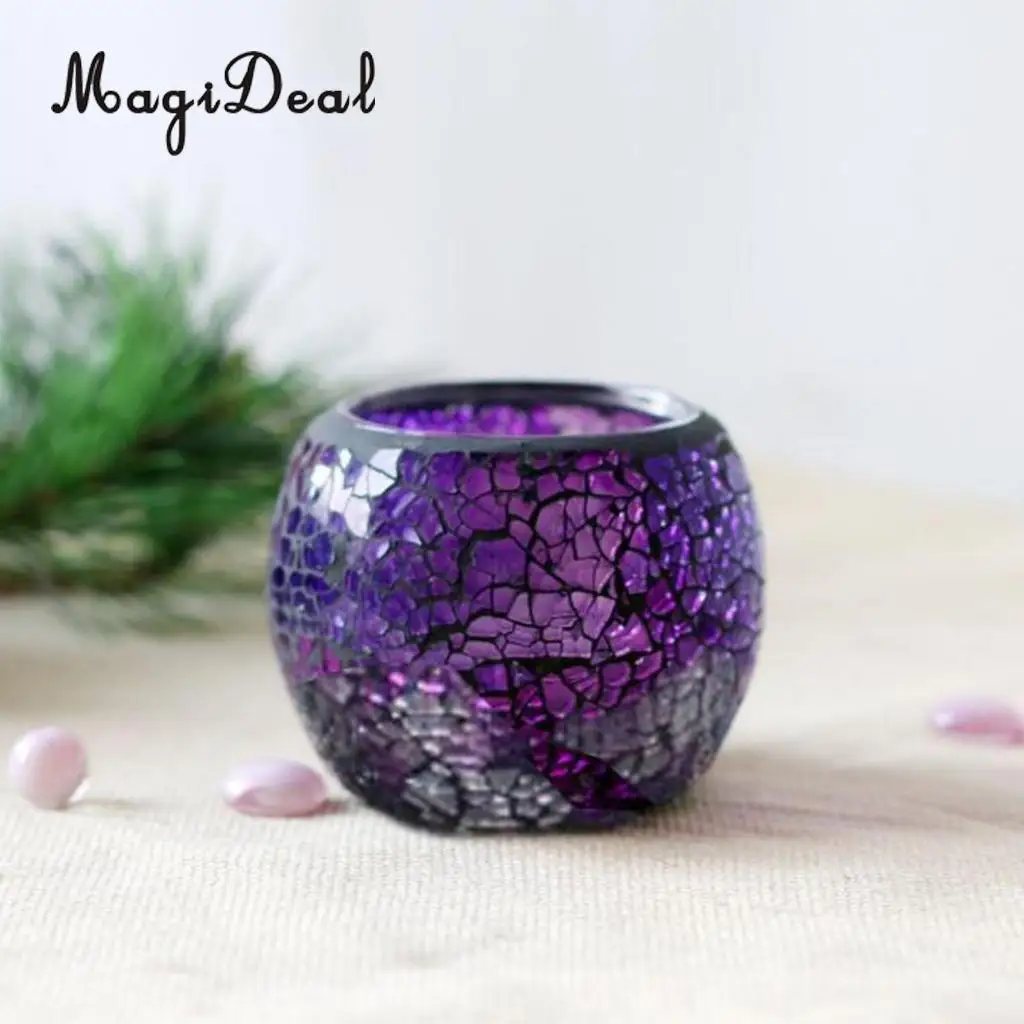 MagiDeal мозаичная стеклянная Свеча держатель Tealight Votive подсвечник Настольный Декор A-H
