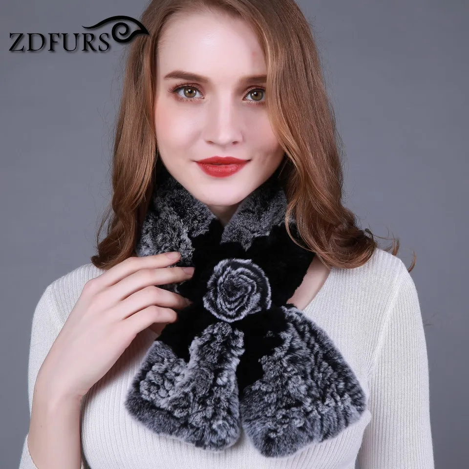 ZDFURS* прекрасный женский Настоящий мех кролика шарфы розовый дизайн девушки шарф из натурального меха обертывания Зимний мягкий бренд кролик глушитель