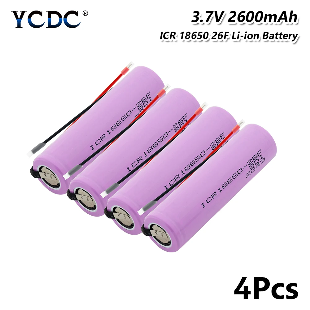 1/2/4 шт 3,7 V 18650 20A разрядки 2600mAh ICR 18650 26F литий ионный Батарея Перезаряжаемые 18650 Батарея Лучший+ 2 поделки из проволоки