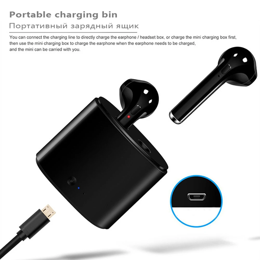 DOOLNNG Hot Sell i7s TWS Mini Wireless Bluetooth Earphone Stereo Earbud Headset With Charging Box Mic For All Smart phone | Электроника