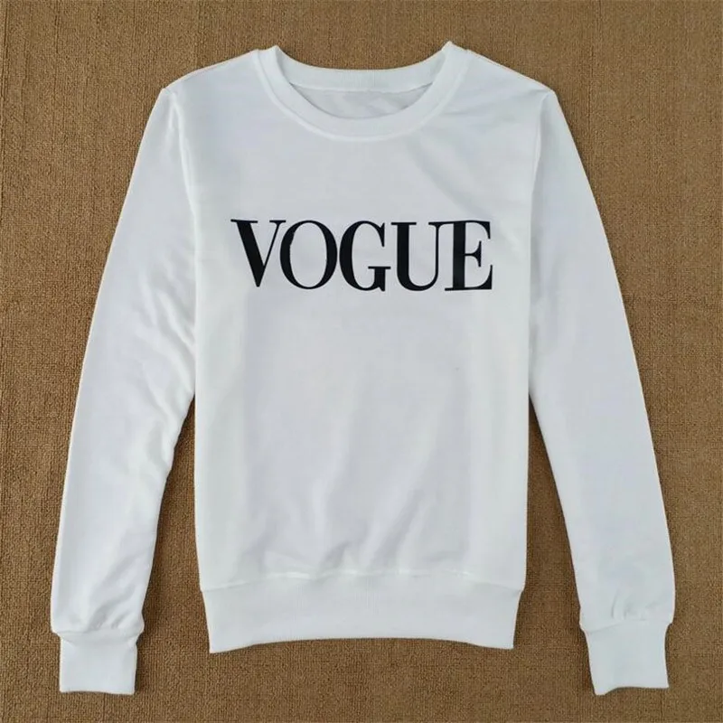 LINRAOQIAN VOGUE футболка Для женщин топы осень-зима хлопковая футболка с длинными рукавами и круглым вырезом Футболка Для женщин футболки Harajuku Camiseta Mujer - Цвет: VOGUE