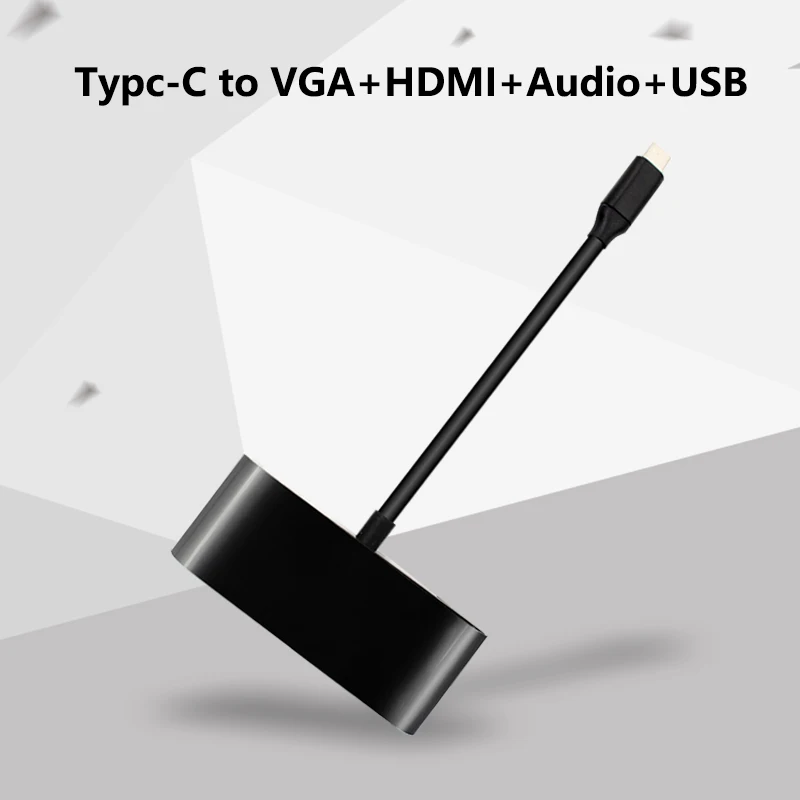 USB C Тип C к HDMI 4K VGA 3,5 мм аудио адаптер 3 в 1 кабель конвертер USBC адаптер для ноутбука Macbook/Chromebook Pix