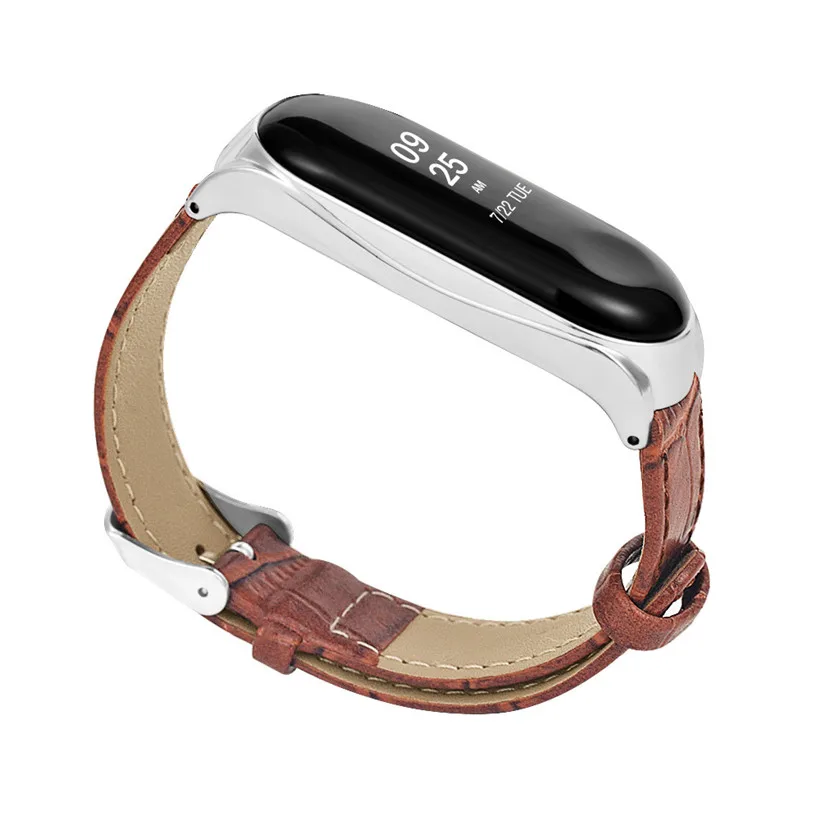 CARPRIE мужской повседневный коричневый кожаный ремешок для Xiao Mi Band 3 сменный