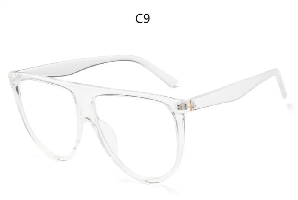 C9 clear clear Тонкие солнцезащитные очки с плоским верхом женские роскошные дизайнерские Ретро Винтажные Солнцезащитные очки женские Ким солнечные очки в стиле Кардашьян негабаритных черных оттенков - Цвет линз: C9 clear clear