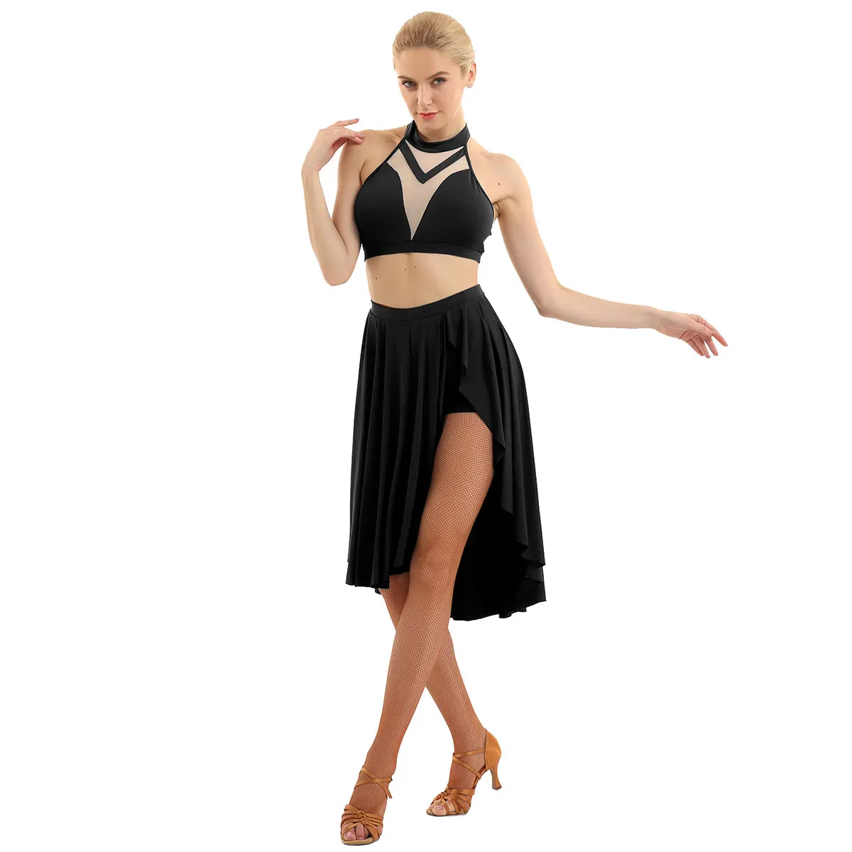 ChicTry женский укороченный топ с открытой спиной и асимметричной балетной юбкой