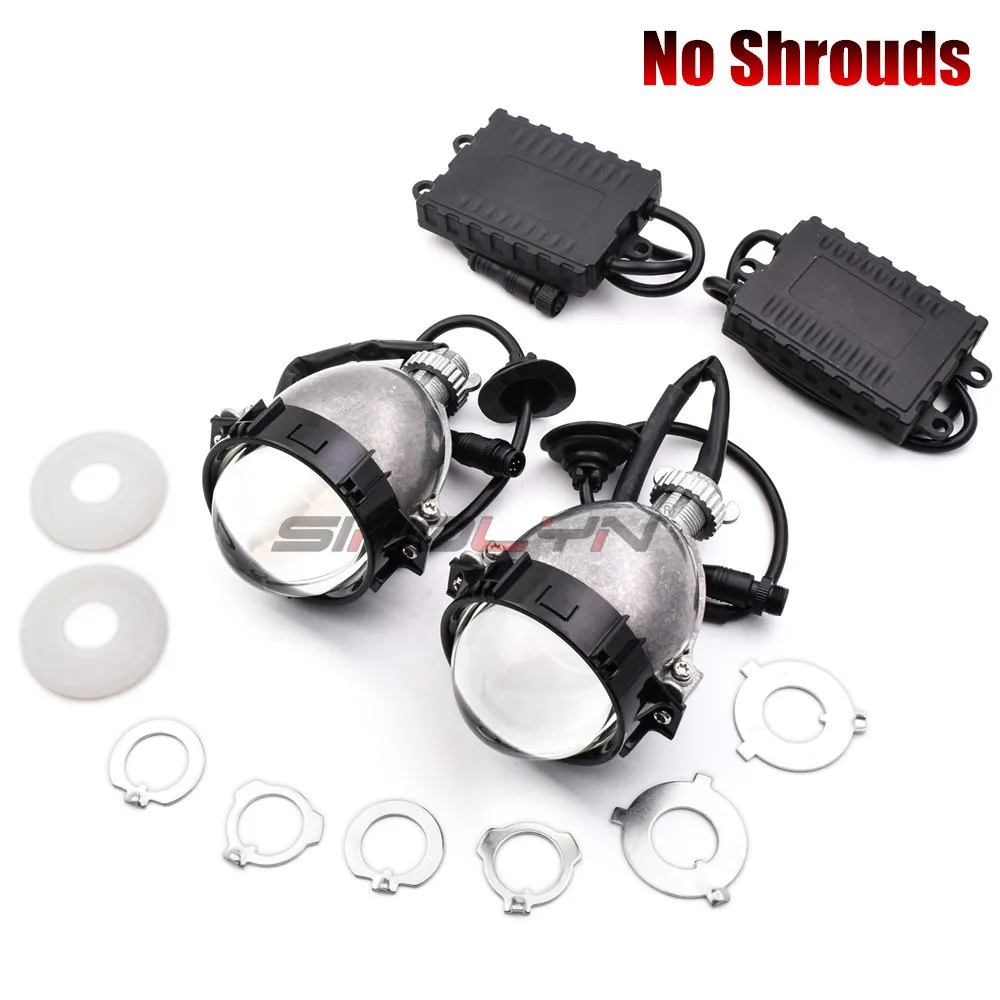 Without Shrouds Sinolyn 2,5 ''Bi-светодиодный объектив ангельские глазки фары линзы H4 H7 H1 9005 9006 светодиодный проектор для автомобильные лампы аксессуары для модернизации - Испускаемый цвет: Without Shrouds