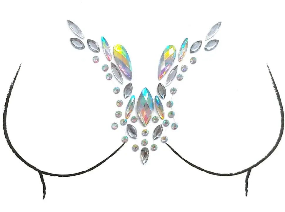 Наклейка Bindi Ручной Работы Бохо и Племенной Стиль тела Декор стикер можно наклеить на самоклеющиеся драгоценные камни грудь наклейка на сосок - Цвет: 54
