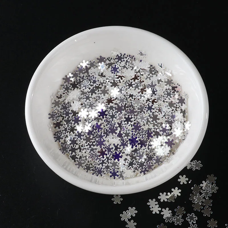 5mm snowflake 10 г/упак. высокий Блестящий Кристалл 1-4 мм Звезда Сердце точка Слива ПЭТ блестки пайетки для лак для ногтей/свадебные конфетти украшения - Цвет: 5mm snowflake