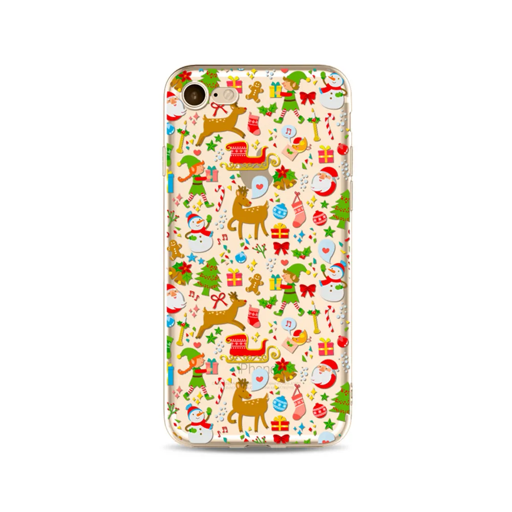 IMIDO Hot Selling Merry Christmas Tree Deer Design i7 i7Plus Phone Case Soft Transparent TPU Cover For iPhone X |