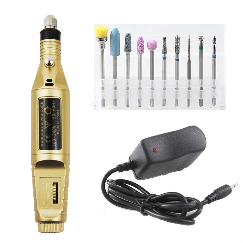2 1 Set 10 Bits 20000RPM Electric Nail Drill Machine Kit Manicure Nail Art Gel Cuticle Clean Pedicure Mill File EU US UK AU Plug - Цвет: 2