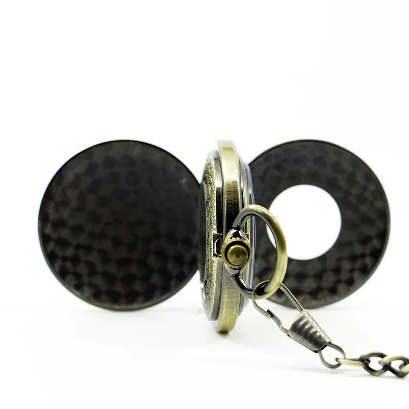 Antique Mysterious Symbol Hollow Dial Double Opening Mechanical Pocket Watch Retro Steampunk Men Fob Chain Watch Manual Clock