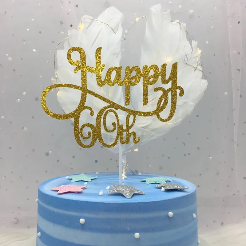 Золотой/Серебряный/черный Расширенный блеск Happy 30 40 50 60th Топпер для торта пятидесятый День Рождения украшения аксессуары для торта