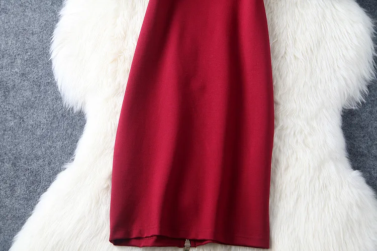

European Runway Style Women Office Work Wear Pencil Dress Ladies Red Slim Bodycon Party Dresses vestidos mujer