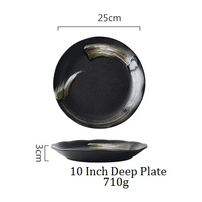 NIMITIME Japanese Style Household Snack Plate Dish Round Soup Deep Dinner Plate Tableware - Цвет: 10 Inch Plate