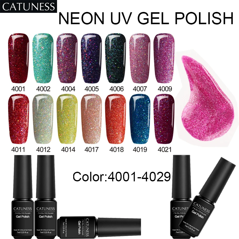 Неоновый УФ Гель лак CATUNESS Гибридный для ногтей долговечный Lucky Neon летний Радужный