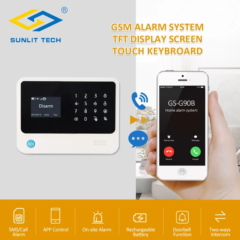 GSM/WIFI/GPRS SMS Alarm System Security Home Emergency Burglar Alarm with Pet PIR Detector Water Leak Sensor and SOS Button