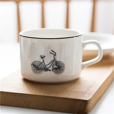 bicycle 3Pce/набор, европейская керамика, кофейные кружки, блюдце, набор, послеобеденный чай, чашка, пара, молоко, сок, лимон, чашка, Детская одноцветная посуда для напитков - Цвет: bicycle