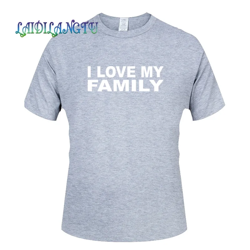 Футболка мужская с принтом I love my family хлопковая Повседневная рубашка коротким