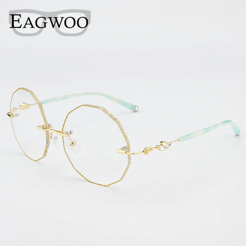 Flower Waved Trim Prescription Eyeglassses Rimless Reading Myopia Progressive Photochromic Glasses Spectacle  28585