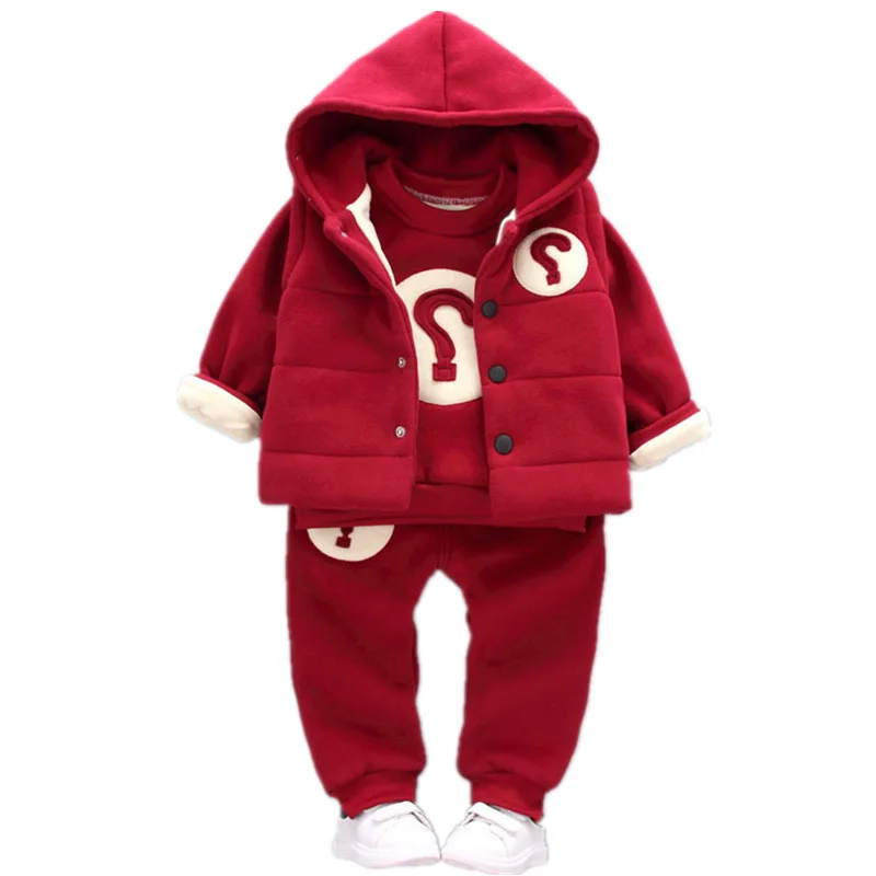3pcs/lot Baby Girls Clothing Sets Plush Velvet Coats+Vests+Pants Thicken Cashmere Warm Boys Winter Set For 9M-4Y | Детская одежда и