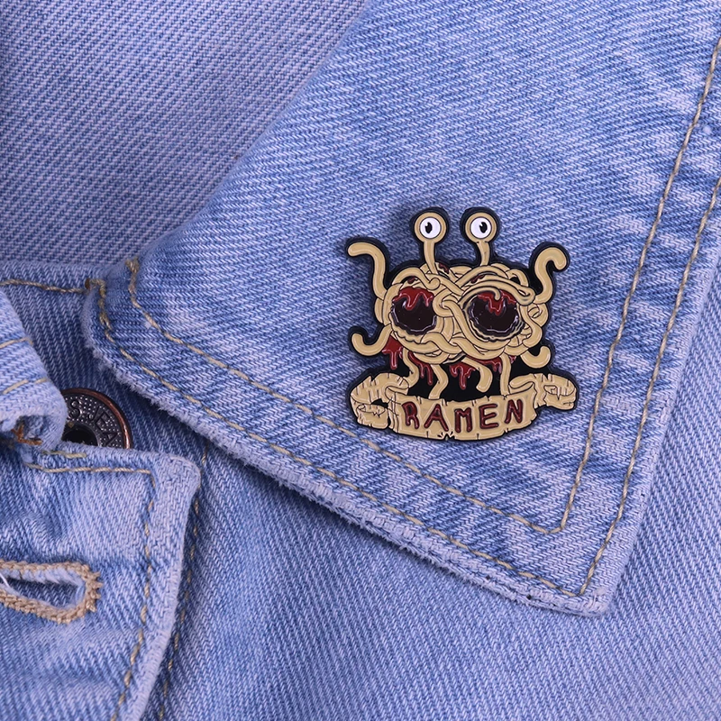 Flying Spaghetti Monster Enamel Pin FSM Brooch Pastafarian God Badge