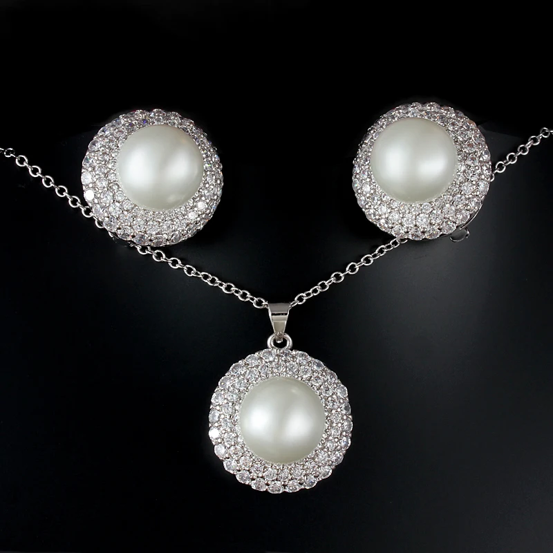 Большой кулон с искусственным жемчугом ювелирный набор для женщин красивый
